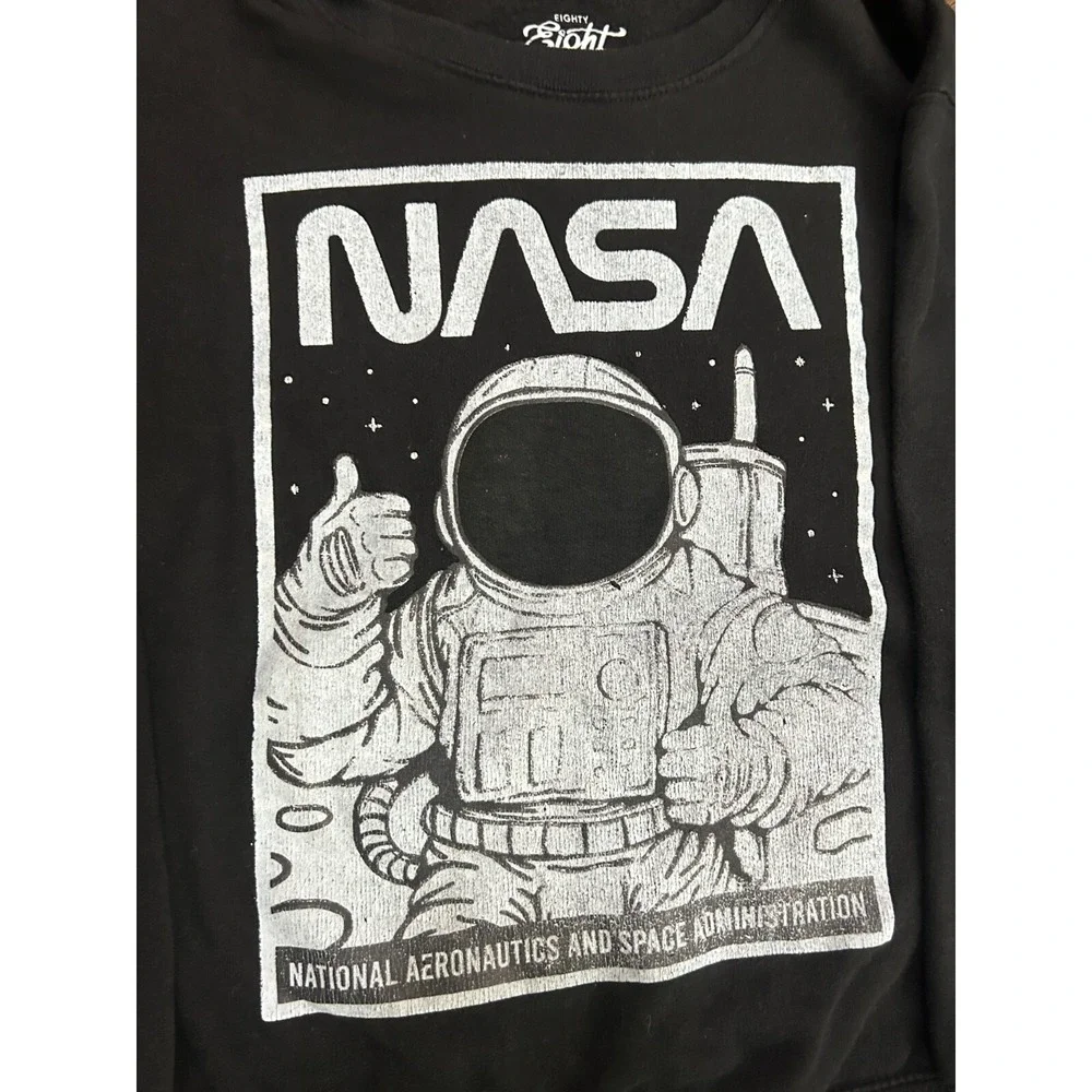 Eighty Eight NASA Sweatshirt Youth Large 14 Black Astronaut Graphic Space